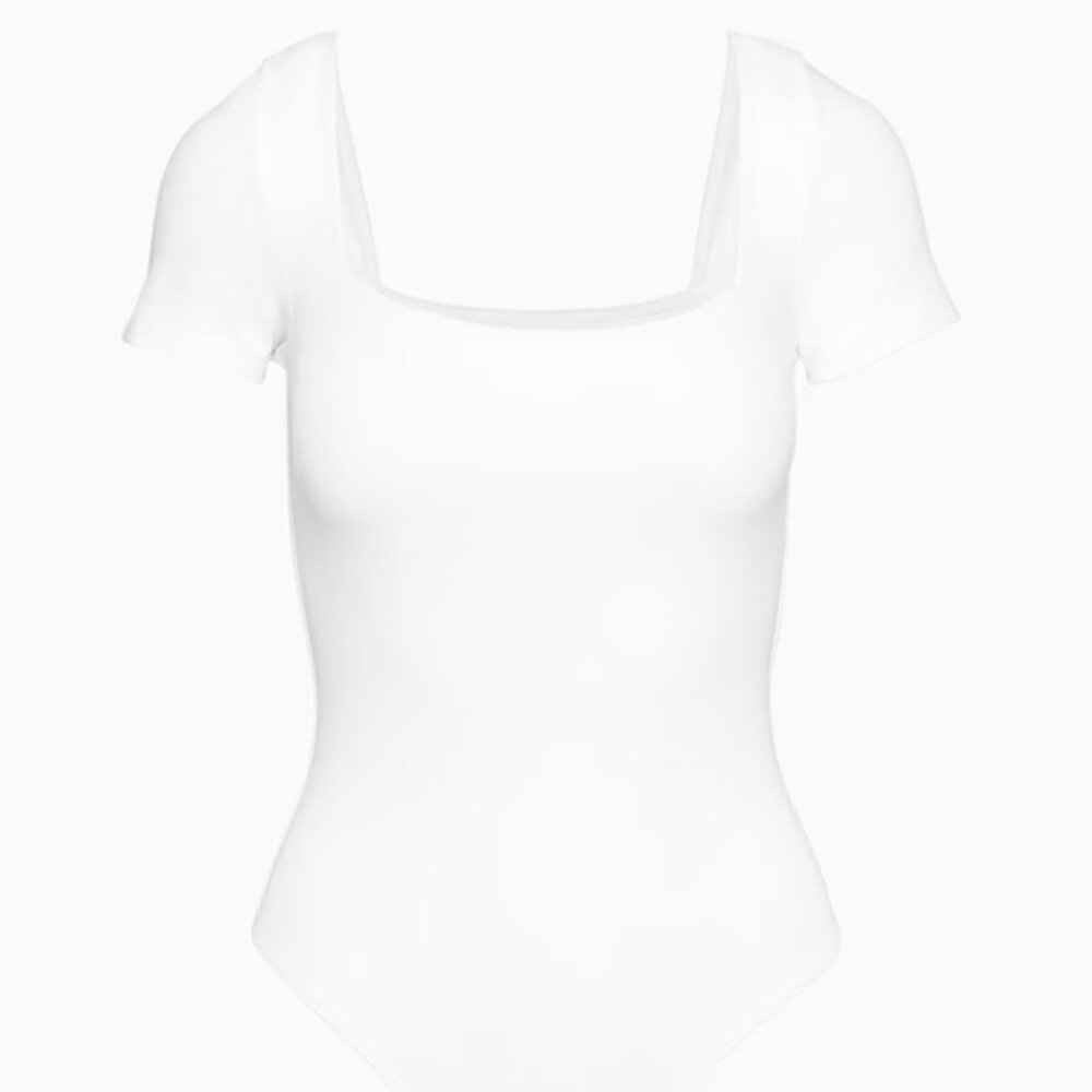 Babaton Contour Squareneck Short-Sleeve Bodysuit – White (Size M)